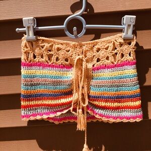 Delicate Crocheted Multi Colored Tube/Halter Top Size M